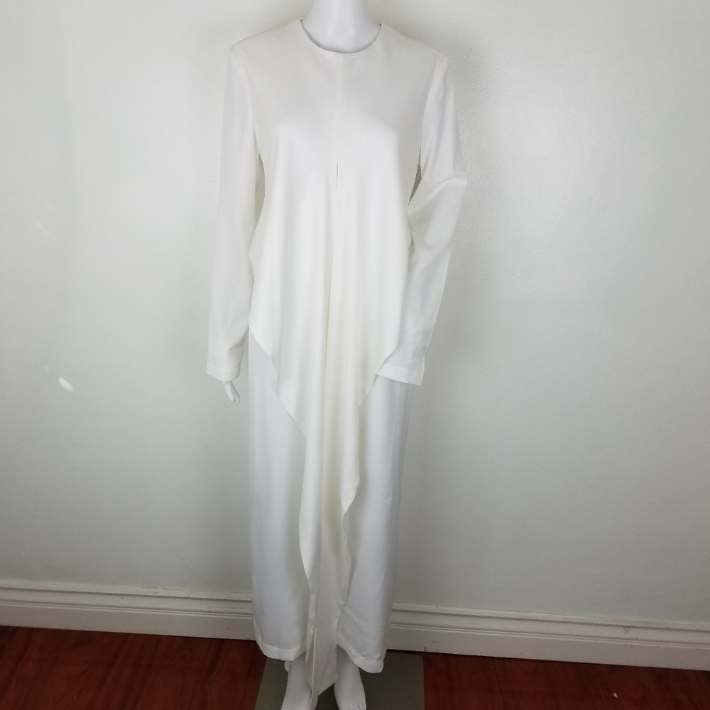 12 Storeez Off White Draped Panel Midi Dress Size Medium